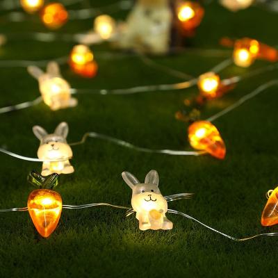 China Egg String Lights Cute Decorative Bunny Carrot LED Night Light Easter String Lights Rabbit Fairy Lights for Bedroom Kids Indoor Outdoor Decoration for sale