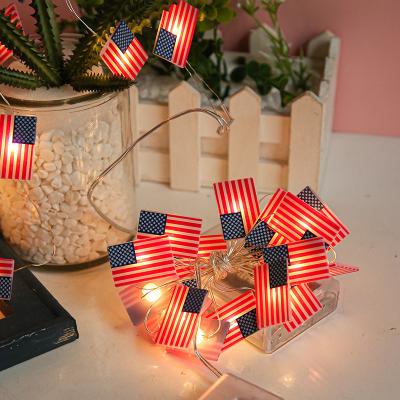 China Decorative Independence Day Decoration American Flag String Lights Us Flag Patriotic Led Fairy Lights for Garden 4th of July Decor for sale