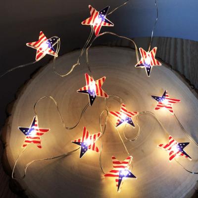 China Decoration American Independence Day Star String Lights US Mark LED Fairy Lights for 4th of July Memorial Day 4th of July Decoration for sale