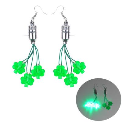 China Plastic + LED 2PCS/Pack St Patrick's Day Light Up LED Shamrock Earrings for sale