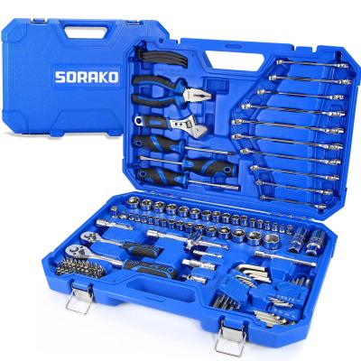 China Repairing Tools SORAKO HYCHIKA Home Mechanic Tool Set Household Hand Tools Kit 110 Piece Tool Kit With Storage Case for sale