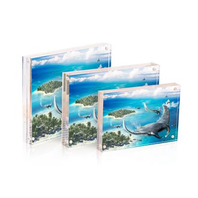 China Environmental Friendly Crystal 4x6 5x7 6x8 Acrylic Magnetic Photo Frame Mini Magnet Frames for sale