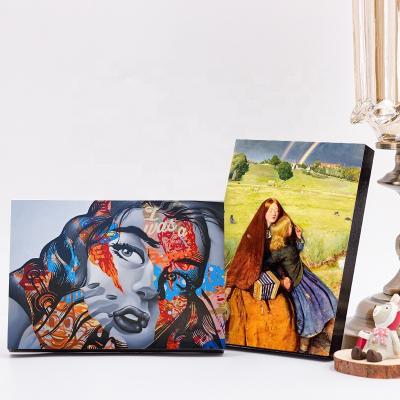 China Environmental Friendly New Arrive DIY Wall Mount MDF Solid Frameless Picture Sticky Tiles Standing Wooden Photo Block for sale