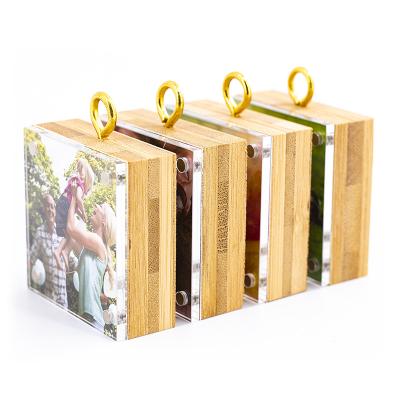 China Factory 2*2 America Guangdong Mini Bamboo Photo Block Wedding Decor Christmas Decor &Acrylic Mini Photo Frame America Style Environmental Friendly Best Prices for sale