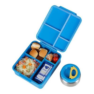 China Wholesale Microwavable Plastic Bento Box With Thermos Food Containers Lunch Box Student Bento Bowl With Lid Sealed for sale