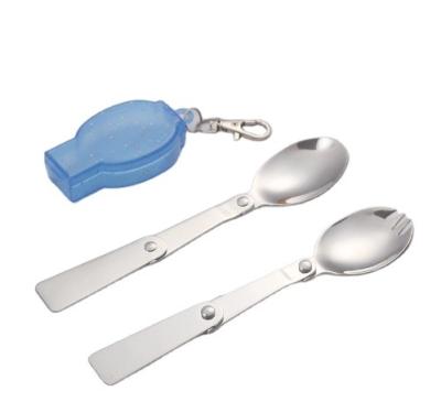 China Sustainable Food Grade S/S 304 Kids Foldable Spoon And Fork For Sessert Bento Lunch for sale