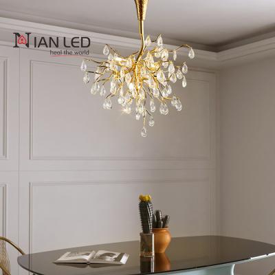 China Luxury Modern Golden Ceiling Lamp Crystal Luminaria Pendant Light Hotel Chandeliers for sale