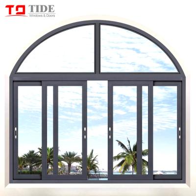 China Exterior Aluminum Swing Arch Window With Picture Window for sale