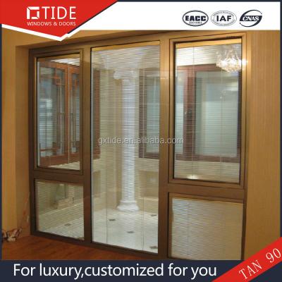 China Swing Luxury Aluminum And Wooden Shutter Doors Produced By Four Column Hydraulic Punch for sale