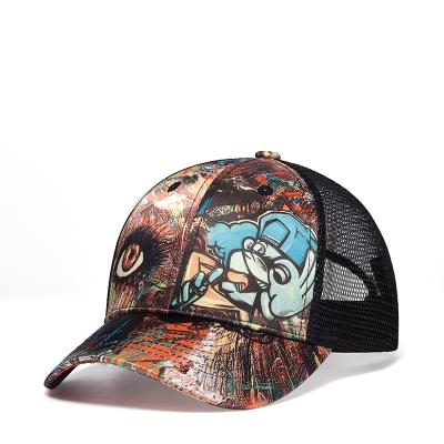 China Abstract hip hop hat JOINT personality baseball style graffiti summer pattern hip-hop hat men and women curved brim hat for sale