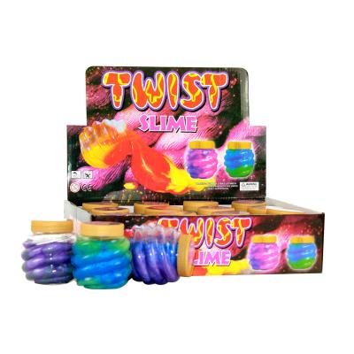 China 130g Two Tone Twist Slime, Air Dry Clay Slime, Eco-friendly Galaxy Slime 65*65*70mm for sale