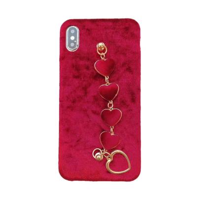 China Anti-fall Max Xs Red Love Phone Case For 7&8 Plus Soft Flannel Three-Pack Cover Device for sale