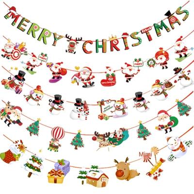 China Decoration Fashionable Cartoon Christmas Flag Layout Ornaments Hanging Garland for sale