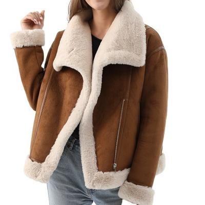 China Fashionable Faux Fur Coat Women Faux Suede Jacket Faux Fur Coats Woman Breathable And Shearling Coat for sale