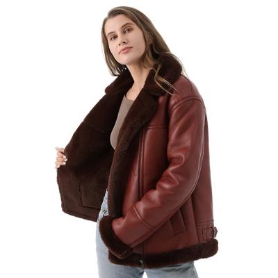 China Breathable Faux Suede Women's Short Leather Jacket Wonderfully Fashion Coat With Faux Fur Collar for sale