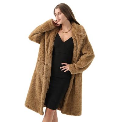 China Breathable Teddy Bear Maxi Calf Length Women Coat Oversized Fashion Elegant Women Coat Sexy Faux Fur Jacket for sale