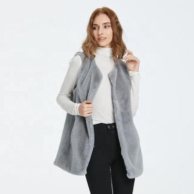 China Casual Faux Rabbit Fur Vest Women Anti-pilling Faux Fur Vest Long Artificial Fur Waistcoat for sale