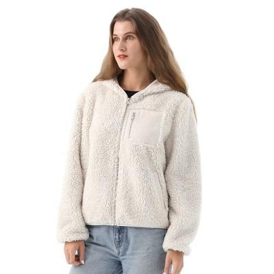 China Autumn Jacket For Women Wool Blend Faux Fur Hooded Breathable Faux Fur Coat White Faux Fur Coat for sale