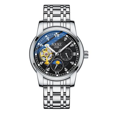 China Luxury Men's Night Light Date Multi-needle Automatic Flywheel Custom Brand Waterproof Mechanical Watches for sale