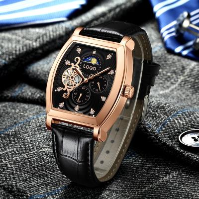 China Wholesale Automatic Business Date Skeleton Stainless Steel Bands Men's Automatic Mechanical Waterproof Leather Men's Watch for sale