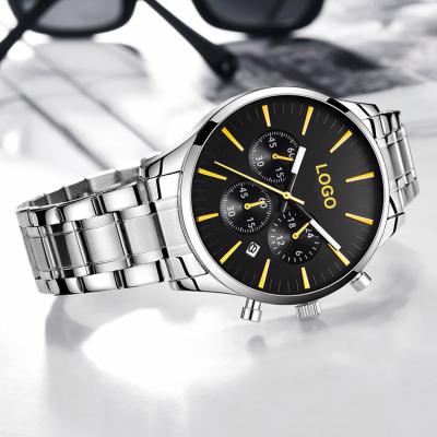 China Hot Selling New Fashion Men's Automatic Date Sport Wristwatch Genuine Leather Straps Chronograph Date Quartz Watches for sale