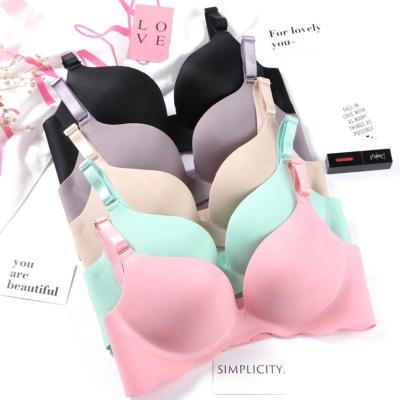 China Instock Customized Antibacterial Adjustable Comfort Color C Wireless Sheer Cup Seamless Lift Up One Piece Bra for sale