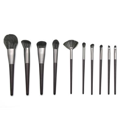 China Angular Blush 10 Pcs High Quality Soft Dense Hair Handle Makeup Wood Brush Set for sale