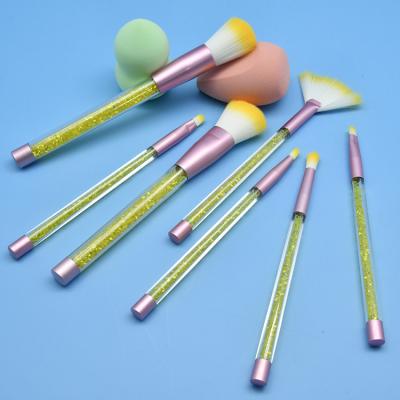 China Angular Blush 7 Pcs Face Eye Brush Glitter Diamond Makeup Brush Set for sale