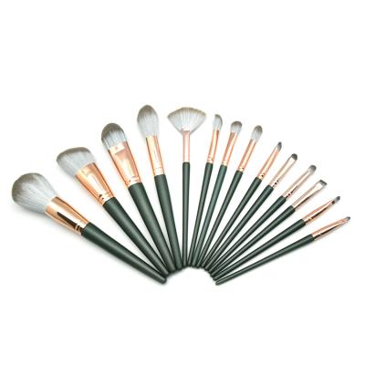 China Angular Blush Beauty Tool Soft Wooden Handle Brush Set 14pcs Makeup Brush Hair Full Set for sale