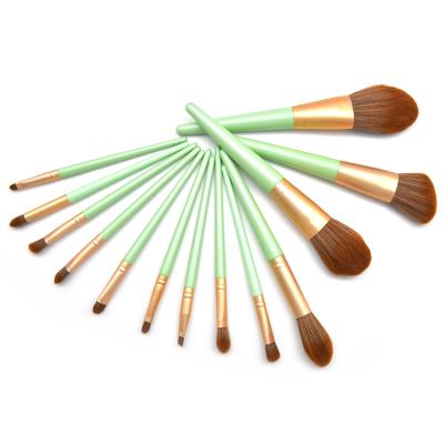 China Angular Blush Logo 13pcs Green Custom Soft Hair Makeup Hot Selling High Quality Set Brush for sale