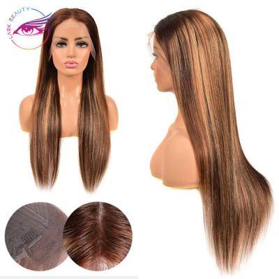 China Silky Straight Wave Highlights Blonde Wig For Women Straight Lace Front Wigs P4-27 13x4 Accentuate Lace Front Hair Wigs for sale