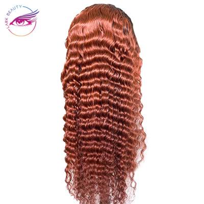 China Swiss Lace Ginger Deep Wave 13*4 Lace Front Wigs 150% 180% 210% 250% density curly red color orange hair for sale