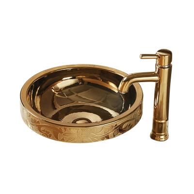 China Modern Fashionable Style Gold Color Hand Wash Basin Counter Top J009 for sale