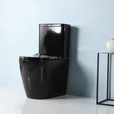 China Double-Flow Ceramic Flush One-piece Toilet Bathroom Sink Glossy Black Toilet MJ2807 for sale