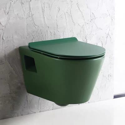 China Automatic Operation Green Ceramic Matte Wall Hung Toilet Sanitary Ware for sale