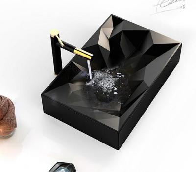 China Modern Black Square Wash Basin WC Bathroom Countertop Ceramic Basin A526CC/CB-M for sale