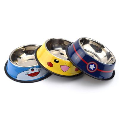 China Pikachu Viable Pet Cartoon Feeding Bowl Stainless Steel Cat Bowl Food Bowl Supplies Non-slip for sale