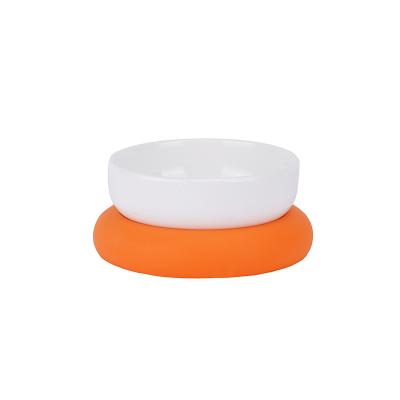 China Cat Ceramic Pet Bowl Protects Viable The Cervical Spine From Returning Cat Food Drinking Water Double Bowl Pet Supplies for sale