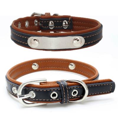 China Dogs Really Cool Iron Blow Color Leather Pet Collar Custom Engraved Dog Collars for sale