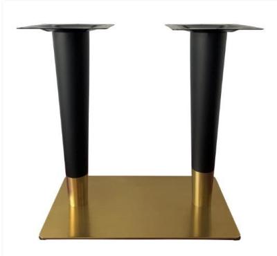 China Easy Installation Industrial Black Gold Stainless Steel Table Base Stand Furniture Table Double Leg Base Office Tulip Table Base for sale