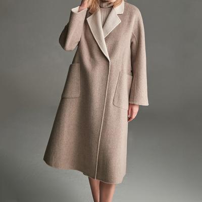 China High quality simple long winter handmade double-sided woolen coat cashmere ladies coats viable women's coats quantity for sale