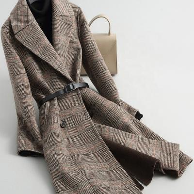 China Factory viable new design ladies plaid long coat with low price for sale