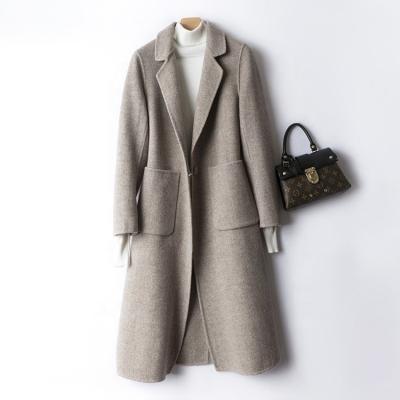 China Sustainable Brand New Herringbone Factory Ladies Long Coat For Wholesales for sale