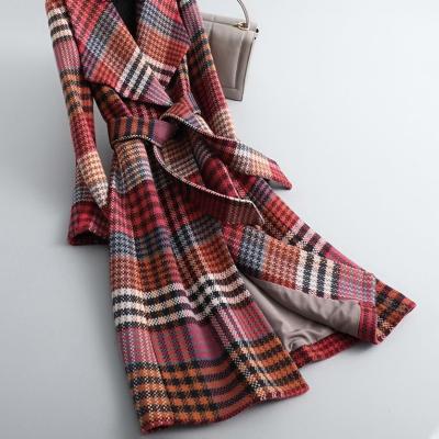 China Fashionable Plaid Wool Coat Women Winter Long Sleeve Autumn Warm Overcoat Female for sale