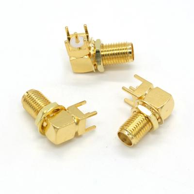 China 50 Ohm Best Price SMA Female PCB Mount Solder Right Angle Connector for sale