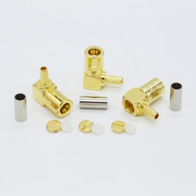 China 50 ohm rf coaxial connector 75 ohm smb right angle connector for rg-179 cable for sale