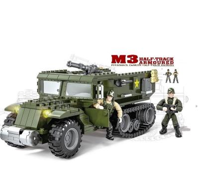 China Military Brick Building Set Military Brick Building Set Carrier Half-track Armoured Ambush Troop Army Toy Soldiers Figures Roleplay STEM Construction Toy for sale