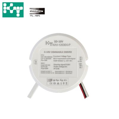 China 0-10V Dimmable Signal LED Driver IP66 30W 12VDC 2.5A Constant Voltage Power Supply D80*30mm for sale