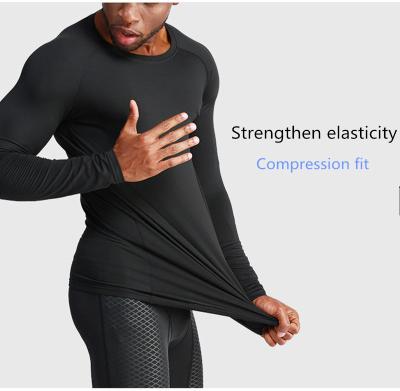 China 2022 New Men's Breathable Fitness Suit Sports Outdoor Running Tight Plush Long Sleeved Pants Fitness Suit for sale