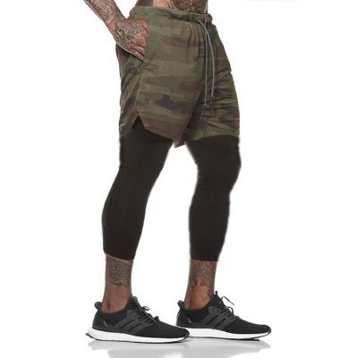 China Anti-Wrinkle Men's Oversized Fitness Boxing Basketball Track Training Double Layer Camouflage Sports Shorts With Clothes Sports Jogging Pants for sale